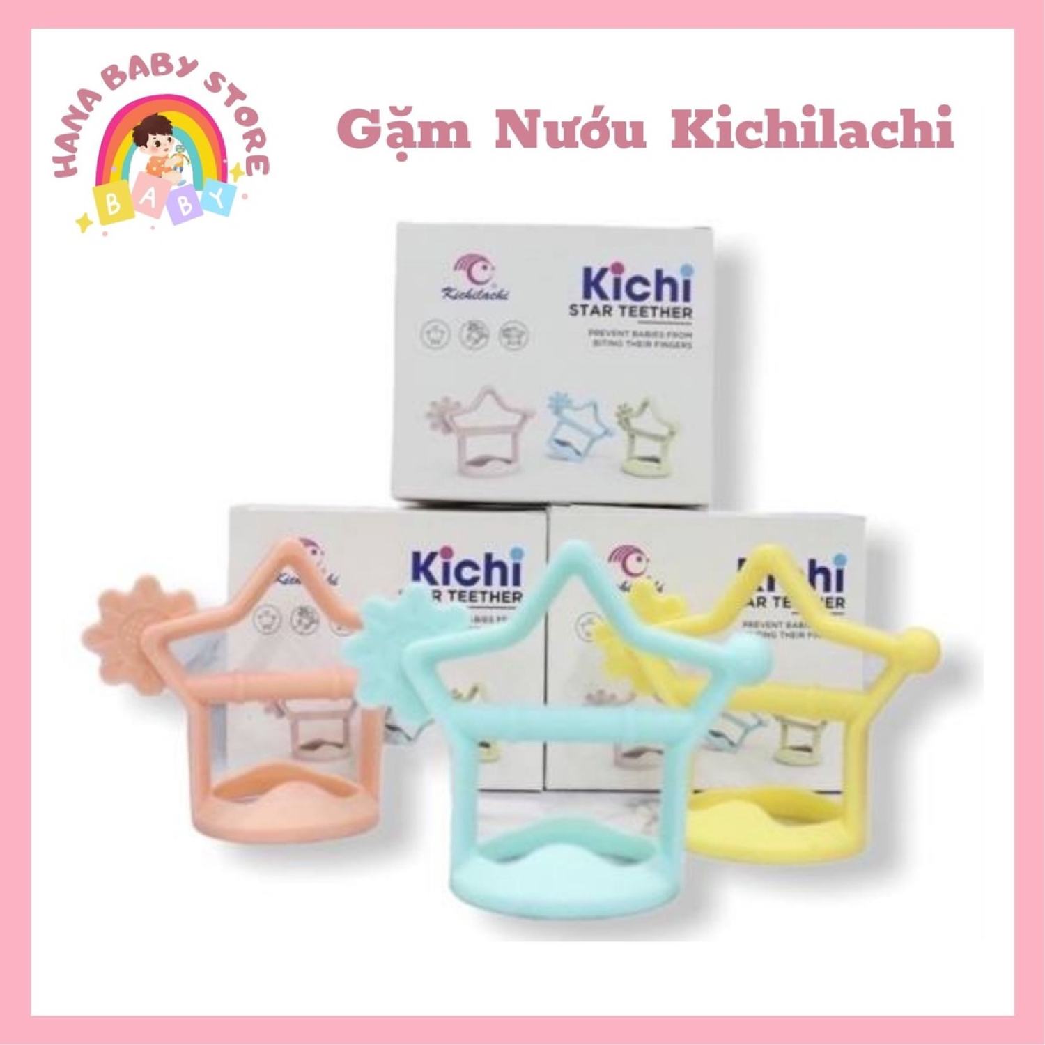 Gặm nướu Kichilachi silicon Mềm cầm chắc tay cho bé