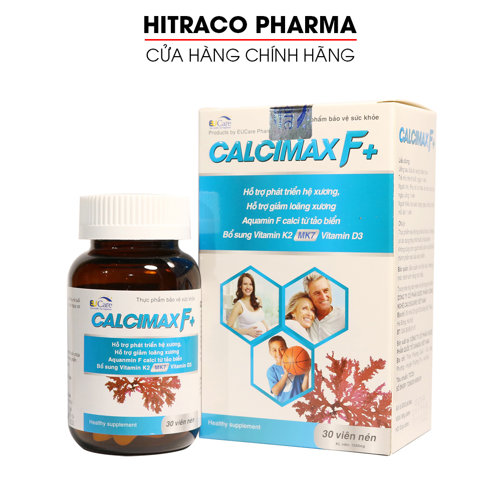 Viên Uống Bổ Sung Canxi, Vitamin D3, Vitamin K2 Calcimax F+ Chắc khỏe xương - Hộp 30 viên sử dụng cho bà bầu, trẻ em và người lớn