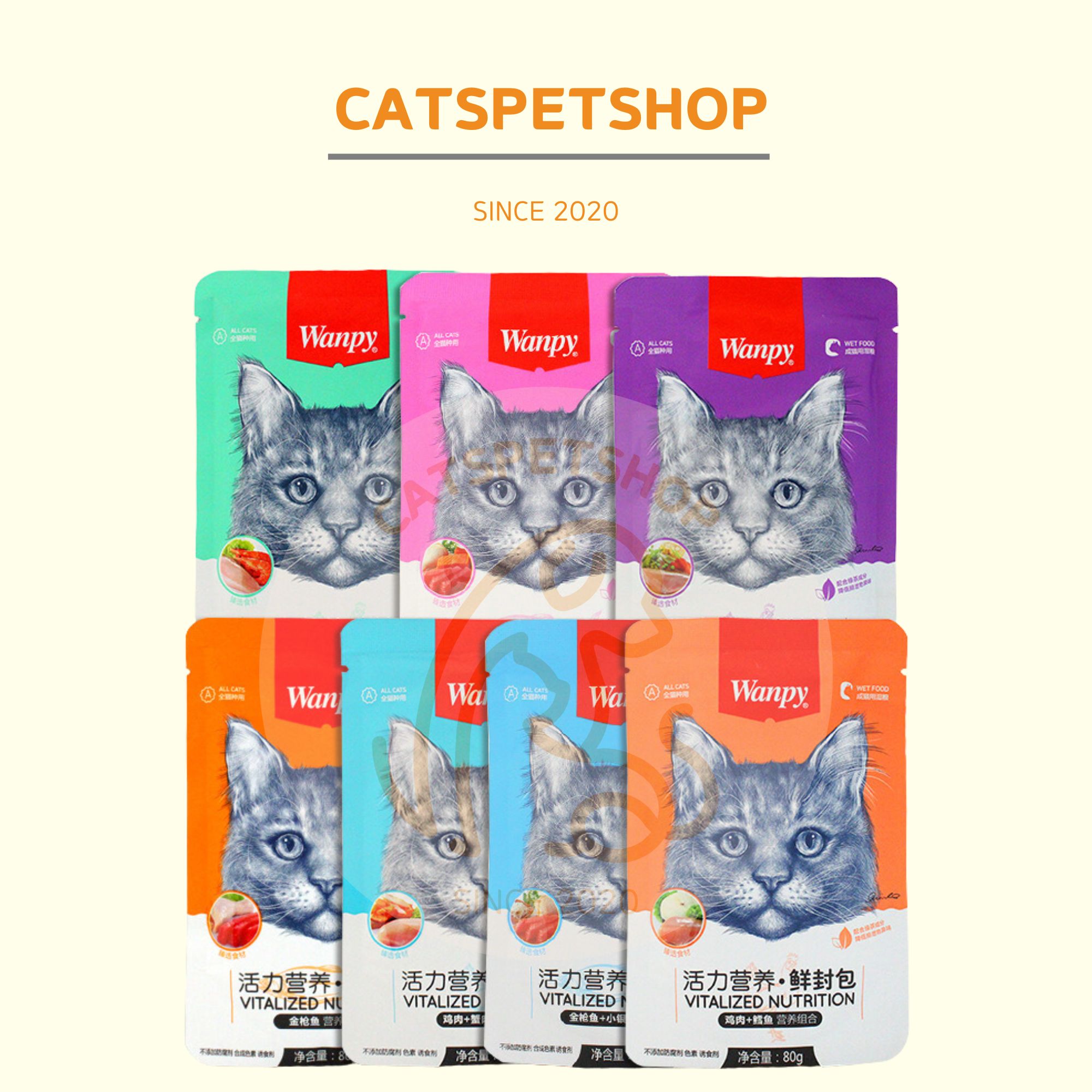 Pate Wanpy (Siêu tiết kiệm, siêu ngon, giá gốc) Cho Mèo Mọi Lứa Tuổi Gói 80g - Catspet Shop
