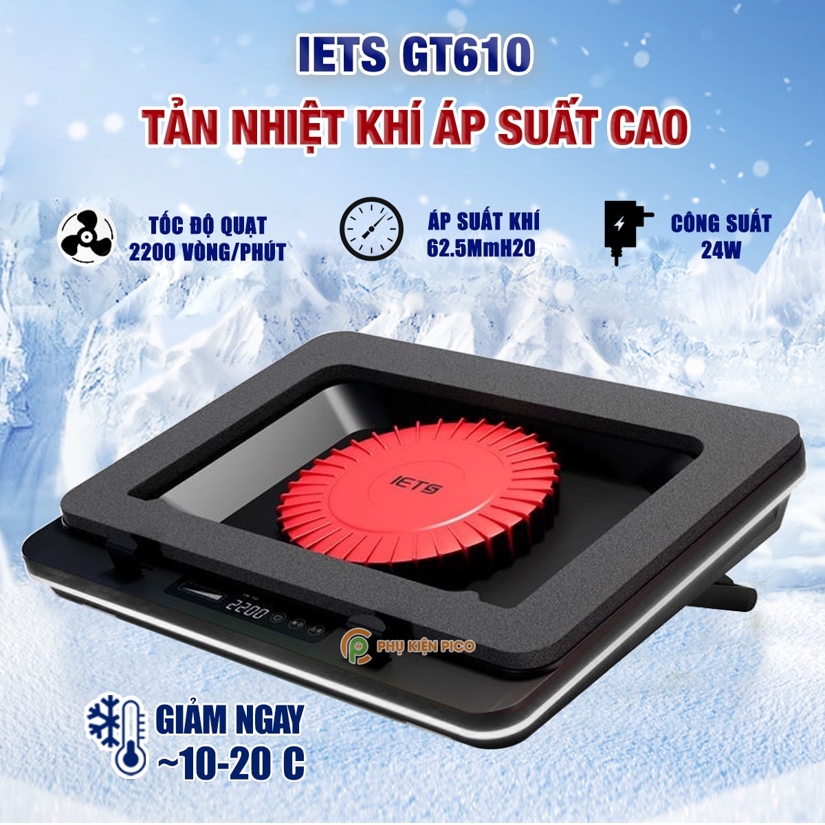 Đế tản nhiệt laptop Model FL08 tản khí nén turbo 2400RPM quạt tản nhiệt laptop giảm nhiệt thực sự