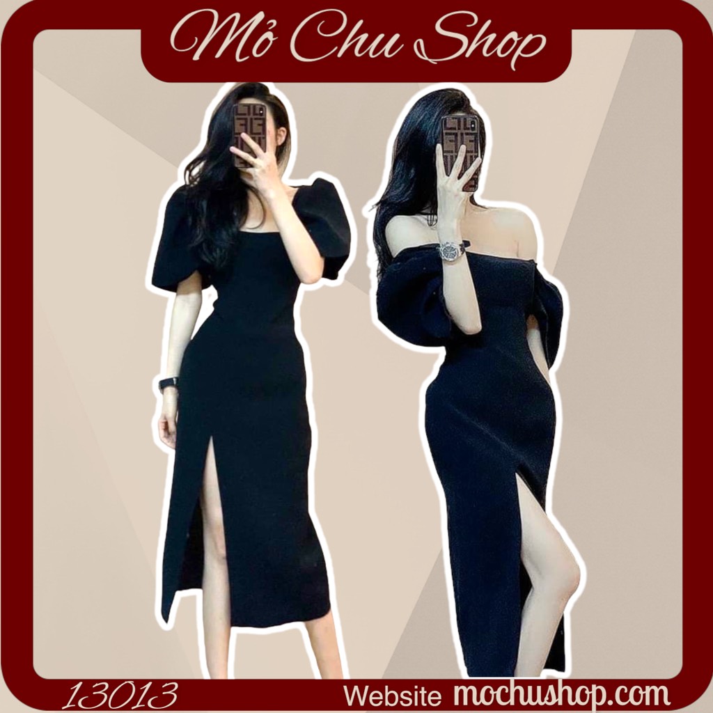 Đầm body cổ vuông tay phồng13015