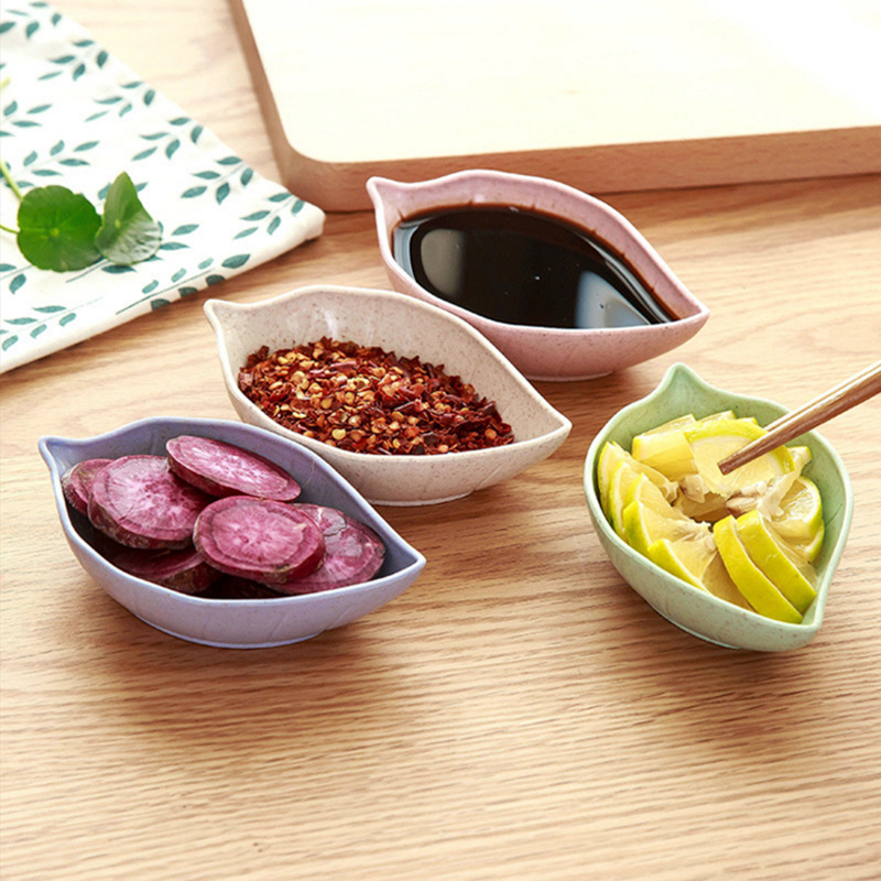 Set 2 Đĩa Đựng Gia Vị Nước Chấm Hình Chiếc Lá - Chén Đựng Gia Vị Bằng Lúa Mạch