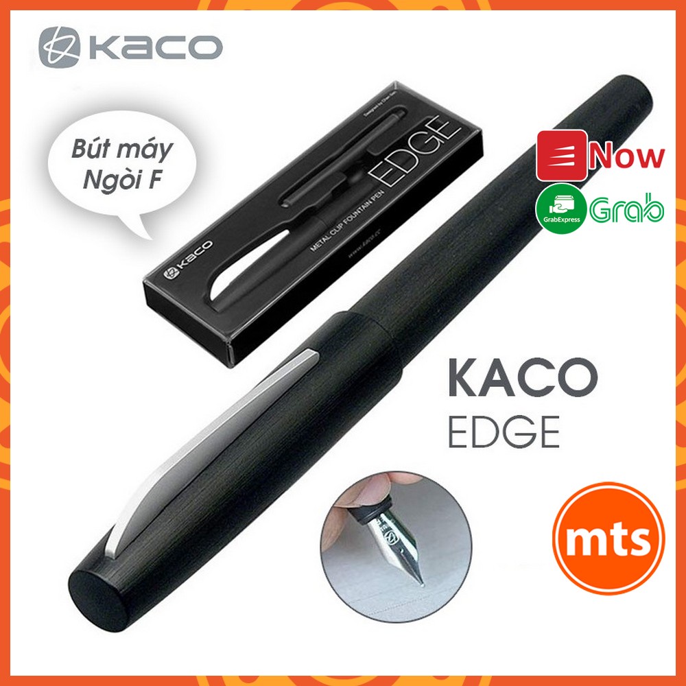 Bút máy kaco edge k1034 vỏ đen vân xước cao cấp chính hãng - bút máy kaco edge kèm 2 ống mực - minh tín shop