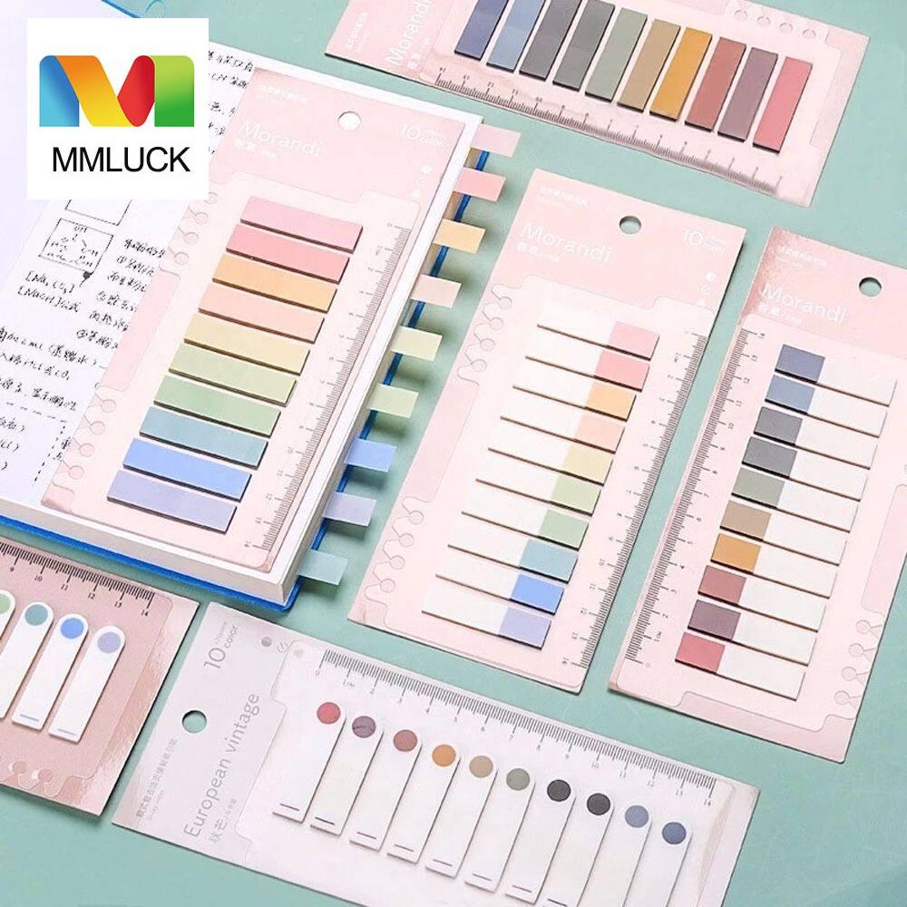 MMLUCK Colorful School Stationery Removable Translucent Color Pagination Label Notepad Stickers Note Bookmarks Memo Pad Label Sticky Notes Loose Leaf Index Sticky Notes