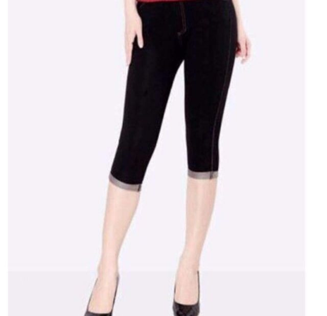 Quần legging lửng vải thun giả jeans loại cao cấp dày đẹp, quần ngố giả bò có big size đến 110kg