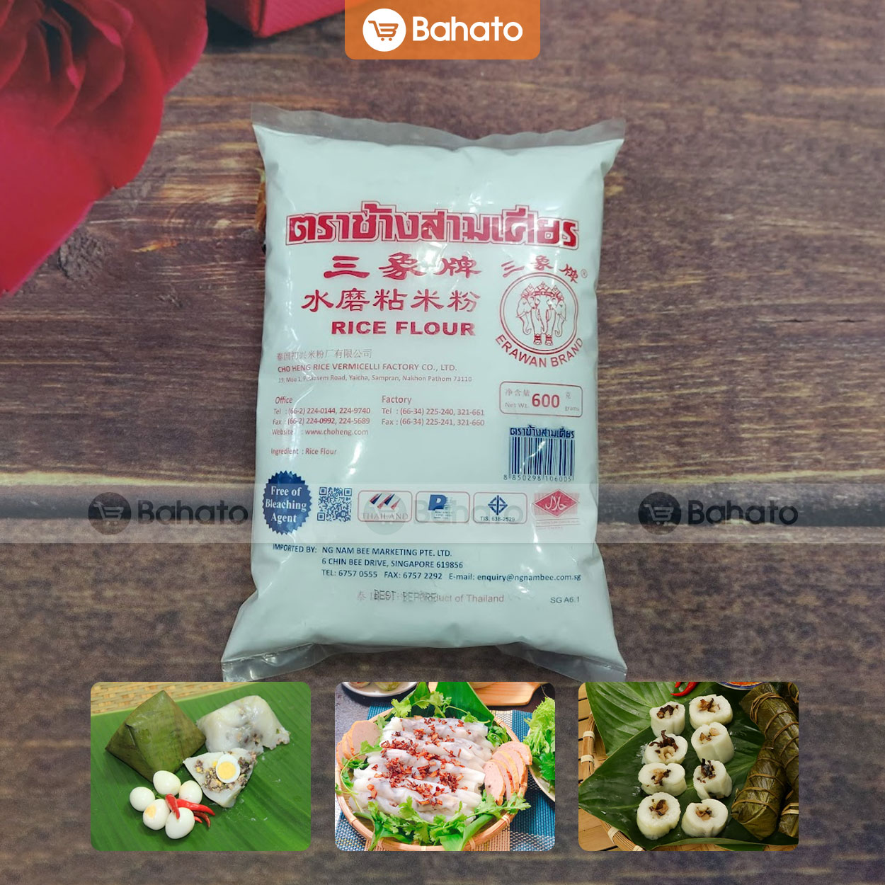 Bột gạo tẻ Thái Lan nhãn đỏ gói 600g