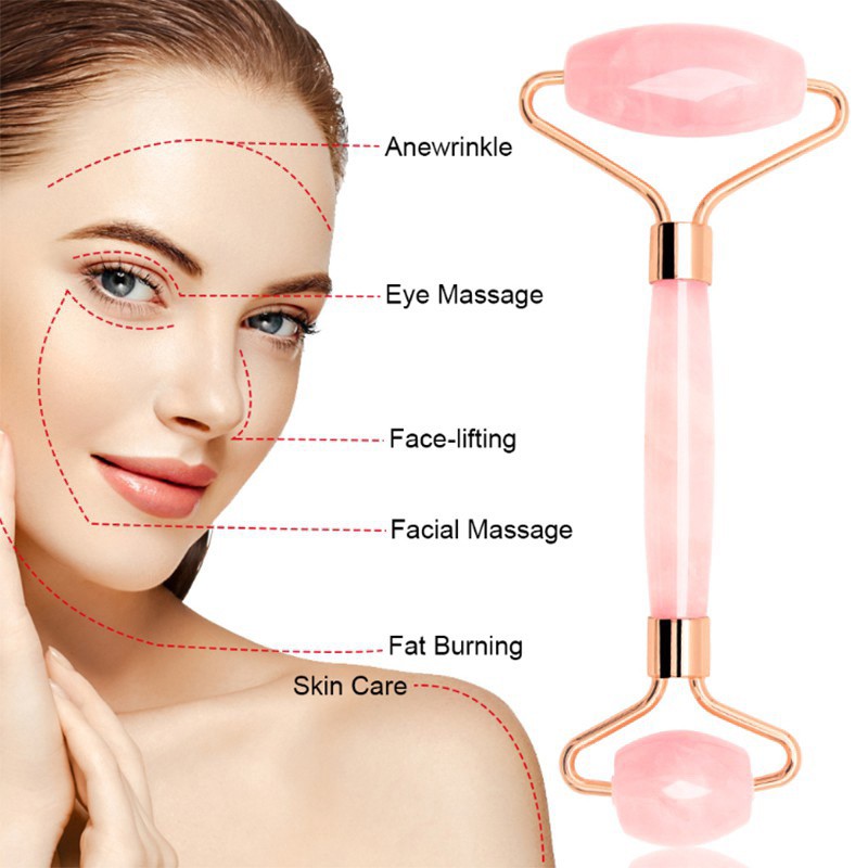[FREESHIP MAX] Cây Lăn Massage Mặt Đá Thạch Anh Hồng Thiên Nhiên