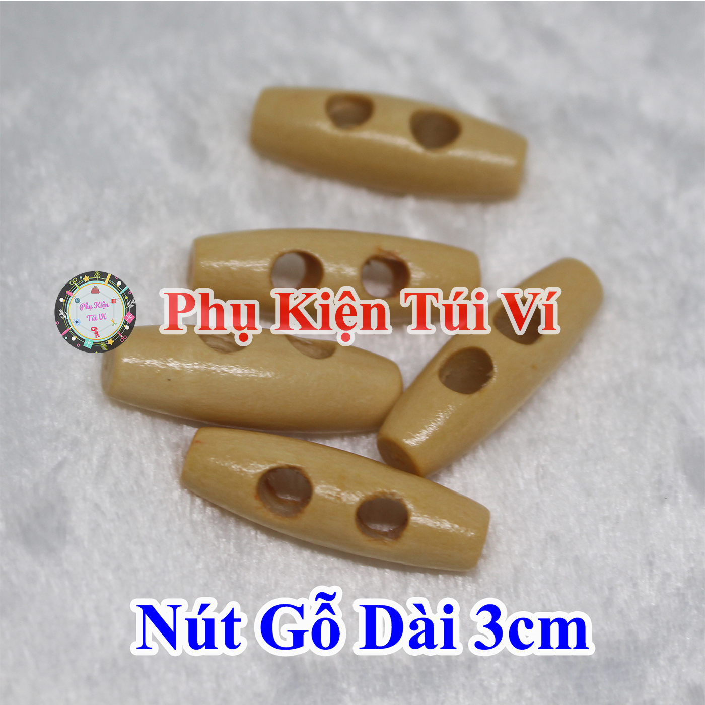 Nút gỗ dài 3cm làm đồ handmade