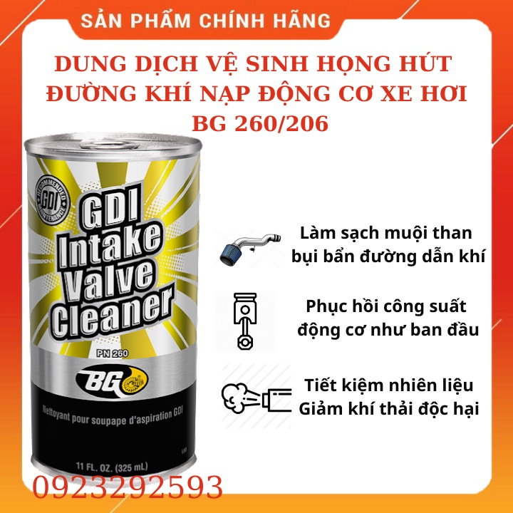 Dung Dịch Làm Sạch Họng Hút Đường Dẫn Khí Cho Động Cơ Xăng BG PN 260/206 325ml