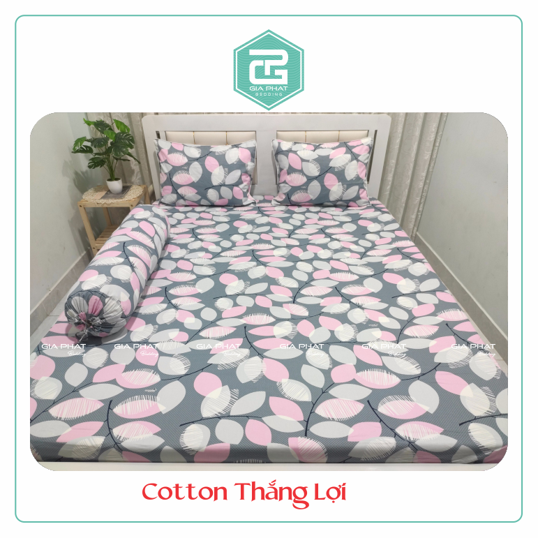 Bộ ga gối Thắng Lợi {4 món} 100% Cotton chuẩn logo họa tiết hoa