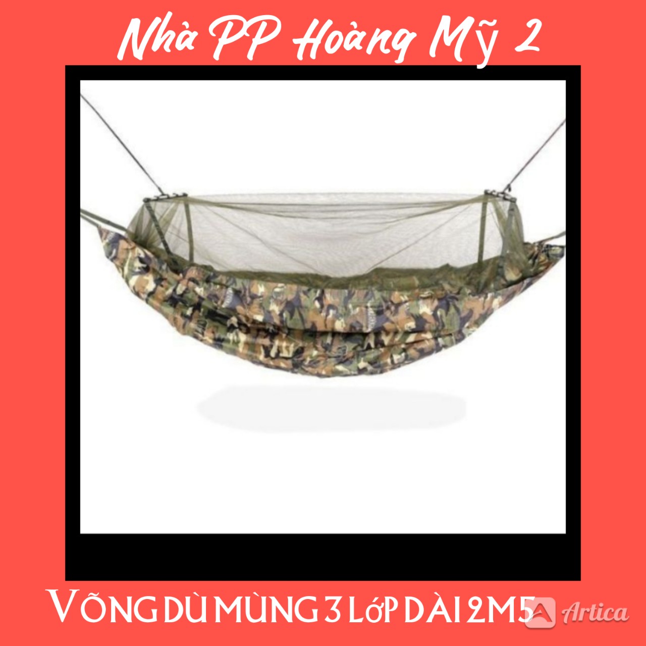 Võng dù 3 lớp có mùng - hàng thái dài 2m4