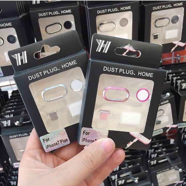 COMBO Viền Kim Loại Bảo Vệ Camera IPhone 7PL/8PL (Viền Camera, Dust Plug, Phím Home)