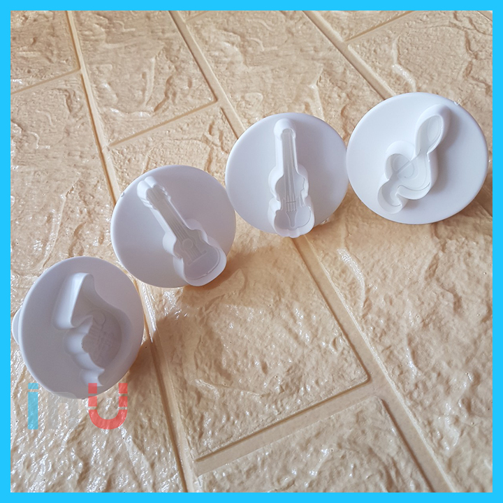 [HCM][Ảnh thật] HCM - Bộ 4 khuôn cutter Nhạc cụ đàn Guitar Nốt nhạc làm bánh quy cắt fondant trang trí