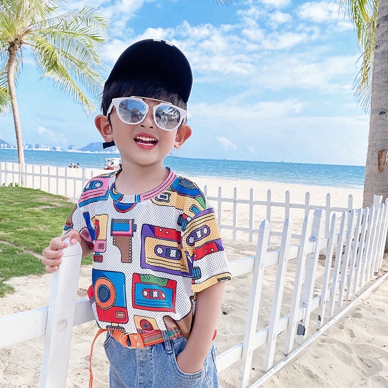 Áo Lưới Cộc Tay Bé Trai In Họa Tiết (N00709)