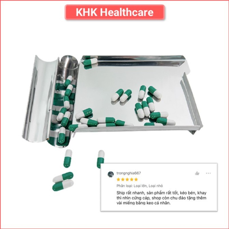 Khay đếm thuoc inox lớn/nhỏ dùng để cắt thuoc chia liều tiện dụng KHK Healthcare nhập khẩu