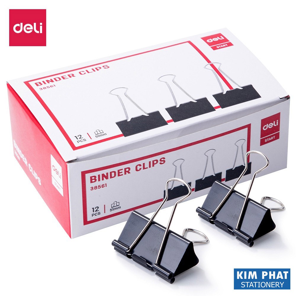 Kẹp bướm, kẹp sắt đen, kẹp tài liệu 41/51mm DELI