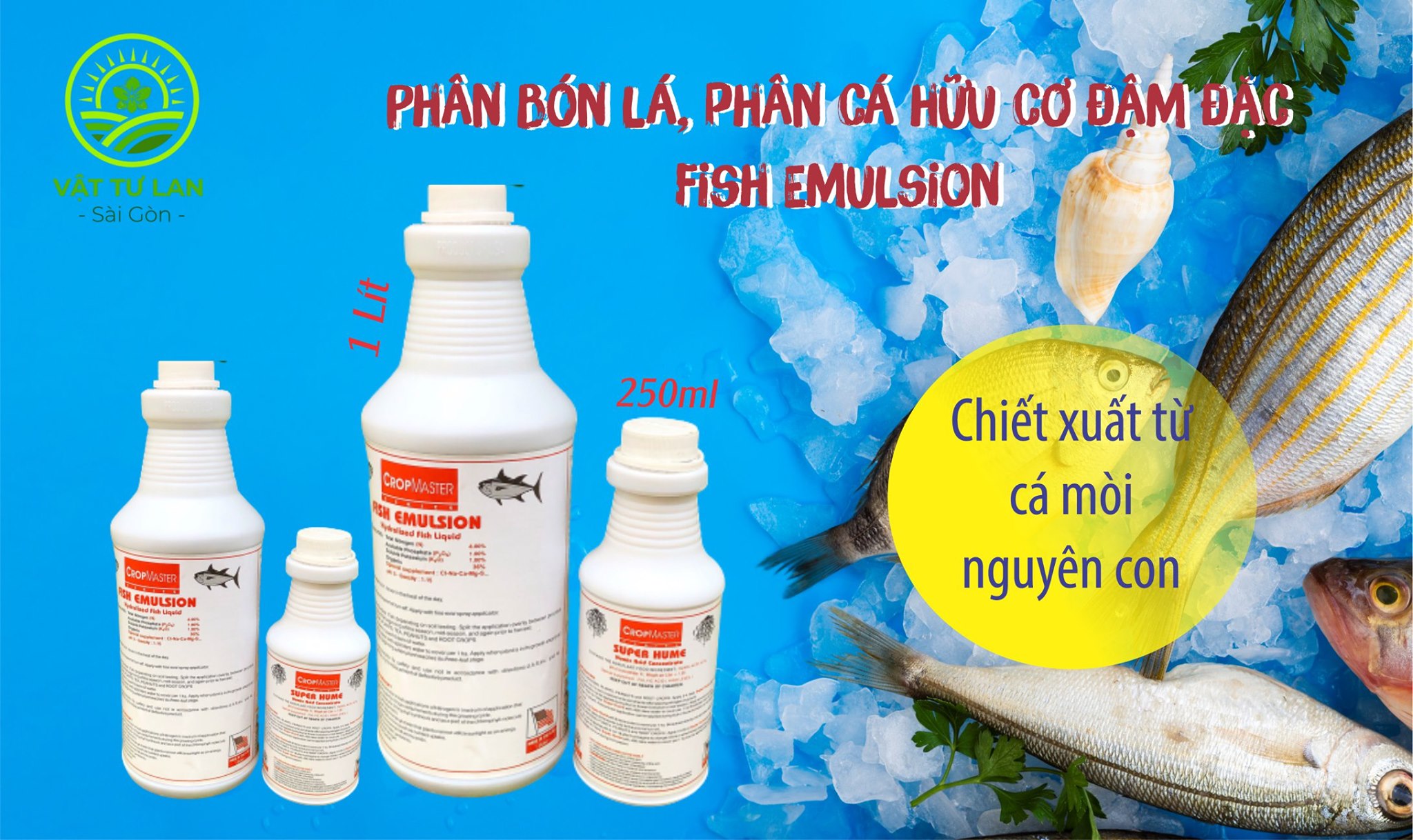 Phân cá (Đạm cá) cô đặc Mỹ Fish Emulsion chai 01 lít