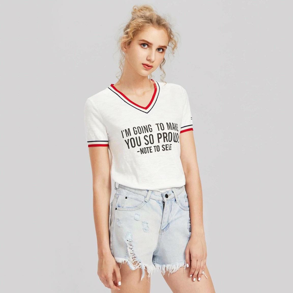 [HCM]Áo thun nữ Tommy Hilfiger cổ tim