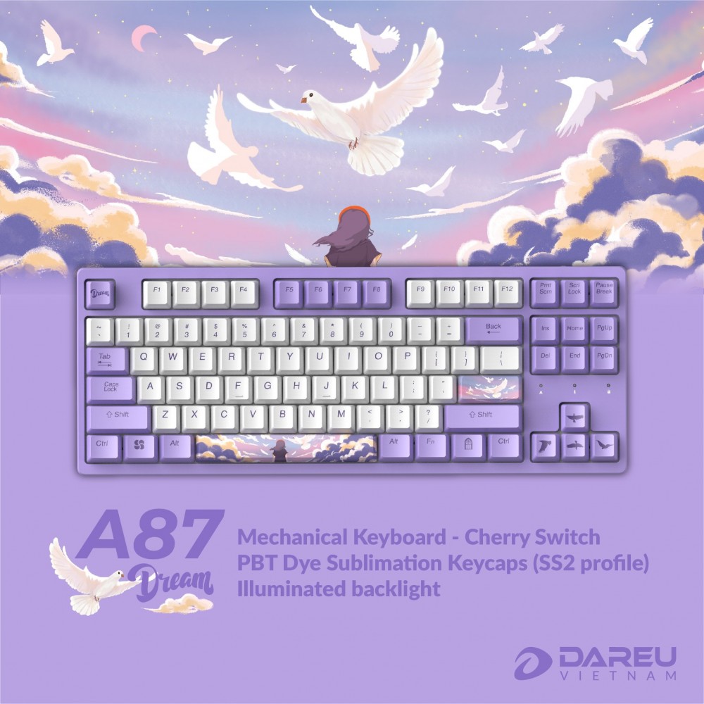 Bàn phím cơ DAREU A87 SUMMER/CHILDHOOD/DREAM/SWALLOW (PBT, CHERRY Brown/ Red switch)
