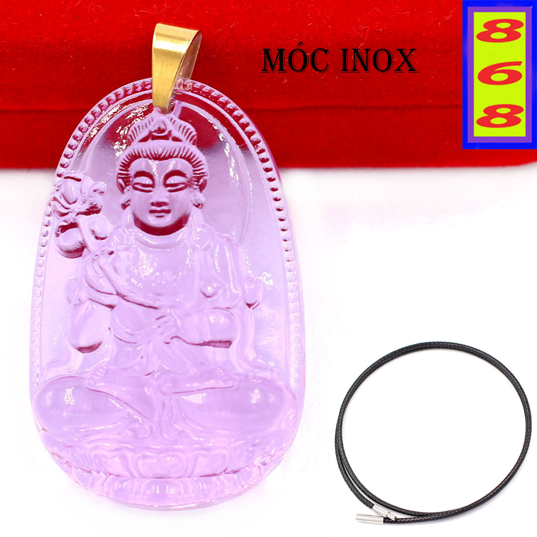 [HCM]Mặt dây chuyền Đại Thế Chí Bồ Tát pha lê tím 3.6cm - Phật bản mệnh tuổi Ngọ - Mặt size nhỏ - Tặng kèm móc inox