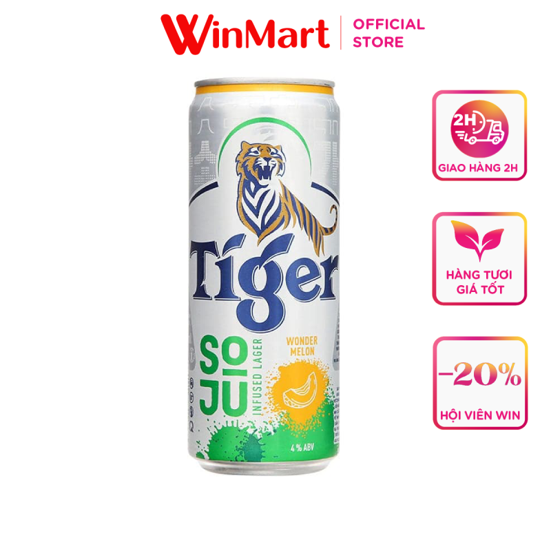 - Bia Tiger Soju Dưa lưới lon sleek 330ml