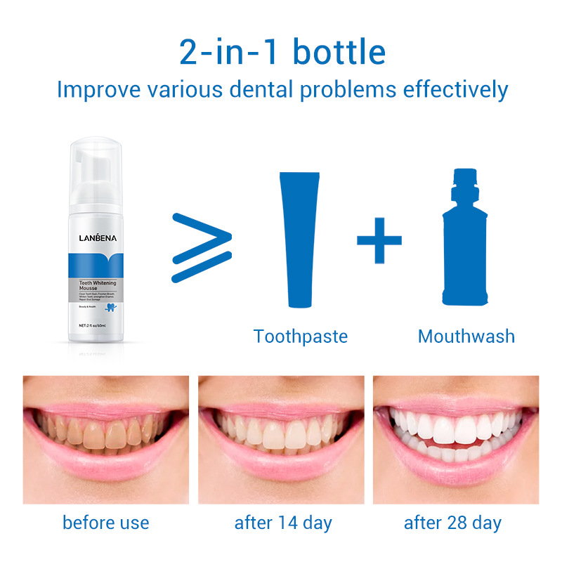 [HCM]LANBENA Mousse trắng răng Làm sạch răng Làm trắng răng Teeth Whitening Mousse