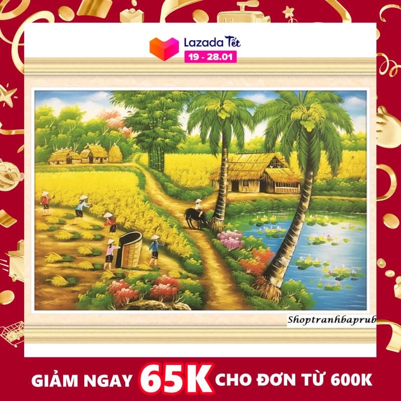 Tranh thêu Phong Cảnh Quê Hương 53470  kích thước 91 x 64 cm