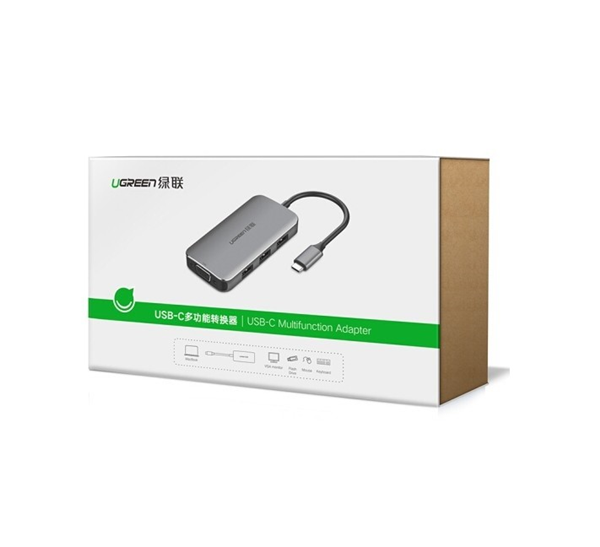 Cáp USB Type C sang VGA, Hub USB 3.0 - Ugreen 50210