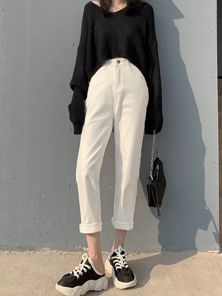QUẦN BAGGY NỮ TRẮNG AQUA JEANS
