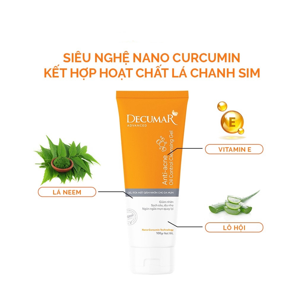 Sữa Rửa Mặt Kiểm Soát Nhờn Mụn Dạng Gel Decumar Advanced (CVI) (Tuýp 100 gram) [Chính Hãng]