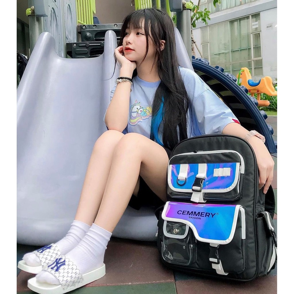 Balo Thời Trang Cemmery SS1 Hologram Black [Tặng kèm Sticker + Giấy Thơm]