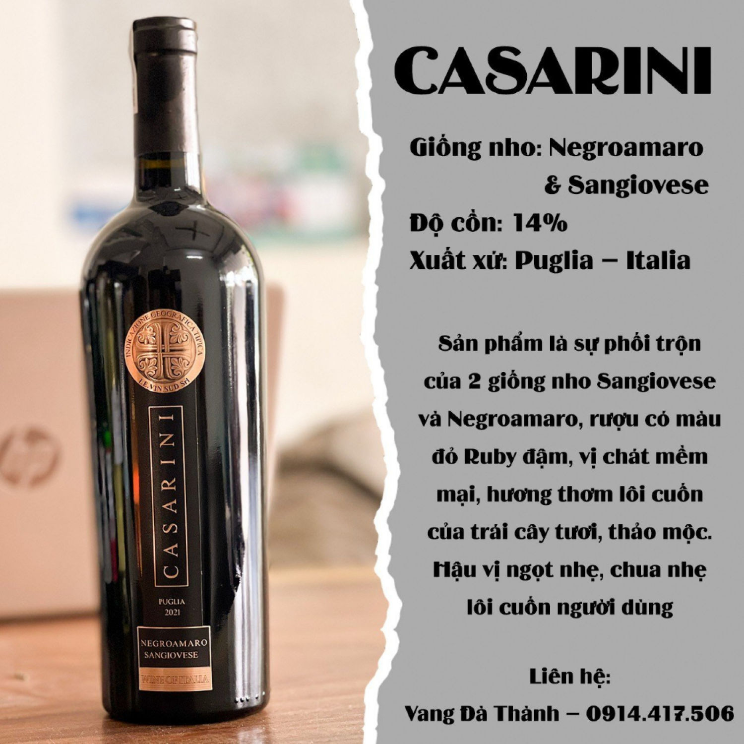 Rượυ vang Ý Casarini 14% Nhập khẩu
