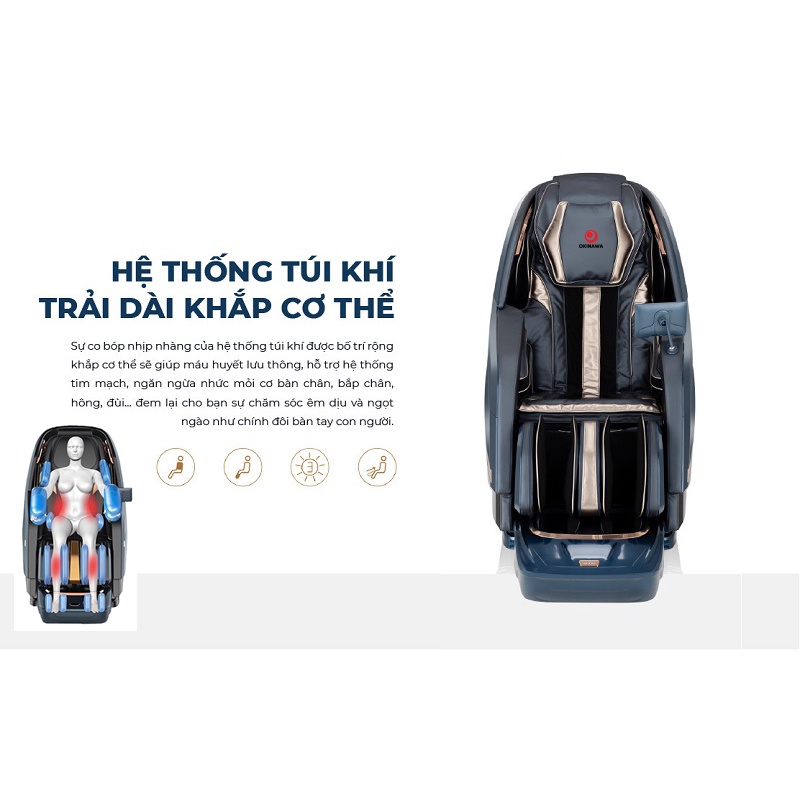 [SALE 70% - CHÍNH HÃNG - FREESHIP - QUÀ TẶNG] [Công nghệ 6D, đo nhịp tim huyết áp] Ghế Massage toàn thân Nhật Bản OKINAWA S919