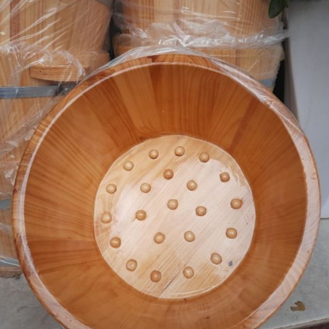 Chậu Gỗ Thông Ngâm Chân Thảo Dược - Đính Hạt