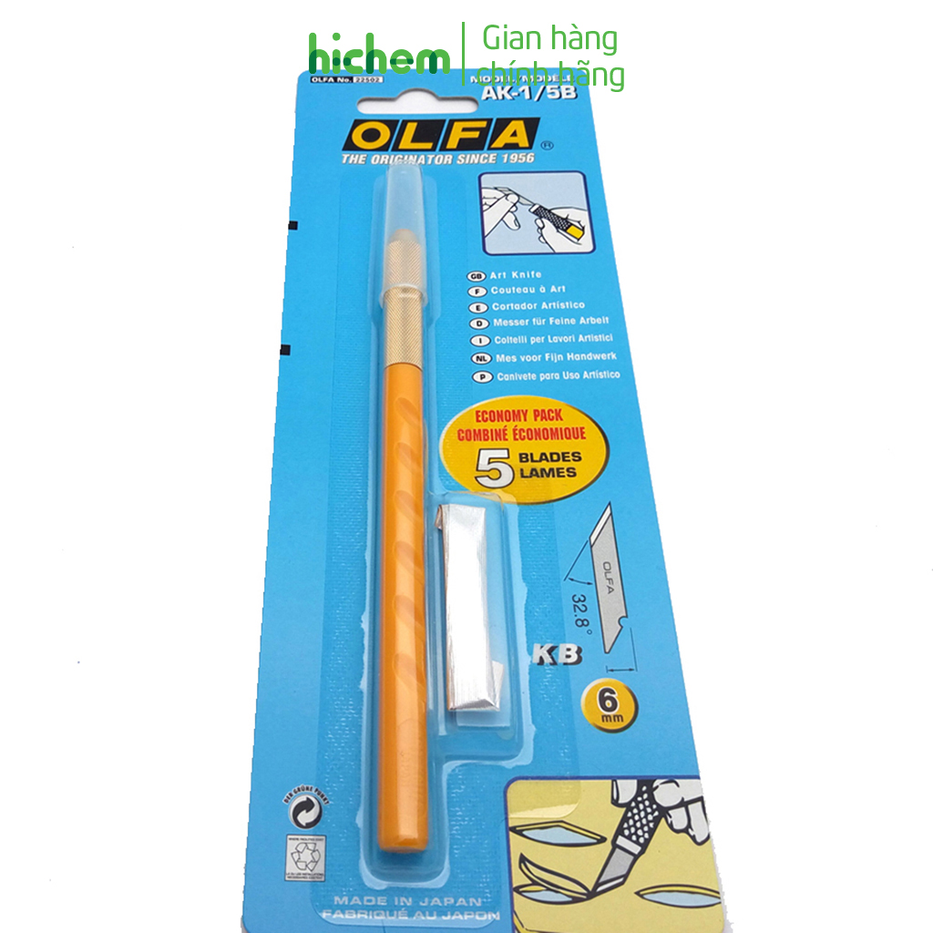 Dao Trổ OLFA AK-1 Cấu Trúc Gọn Nhẹ, Cán Có Khía, Cắt Chính Xác Tuyệt Đối 25 Lưỡi Đi Kèm - KM Keo Epoxy A/B Siêu Dính