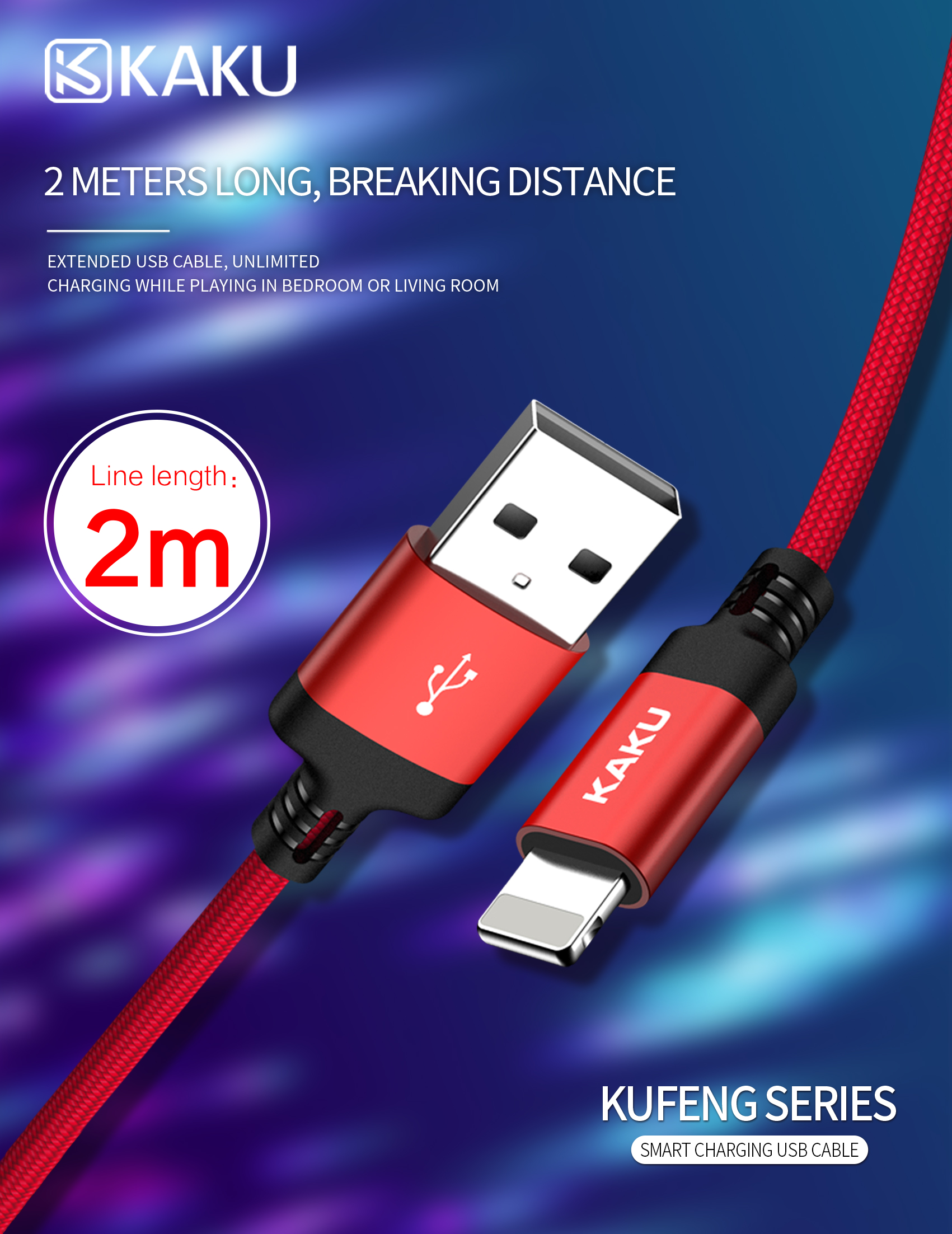 Cáp sạc 2 mét Kaku 284 Lightning
