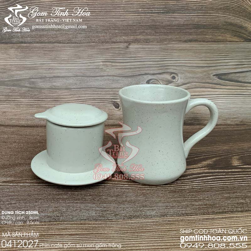 Phin cafe gốm sứ men gốm trắng