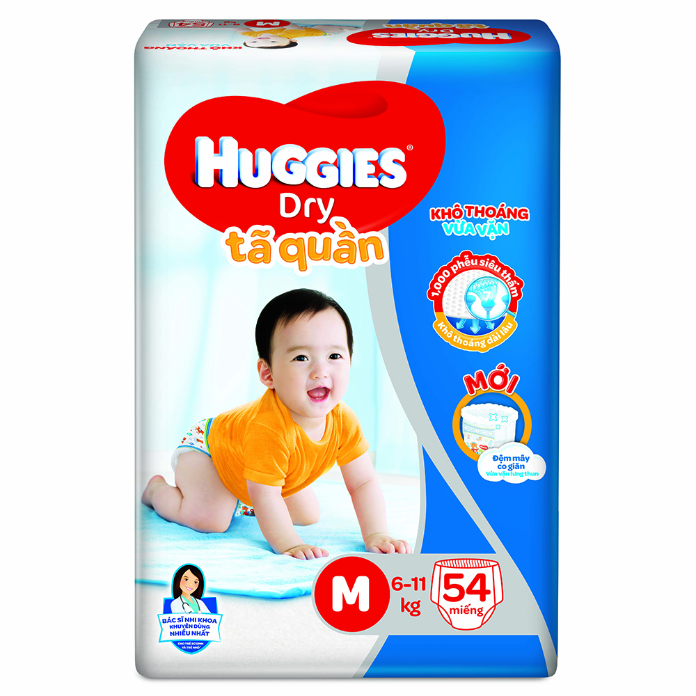 Tã quần Huggies mẫu mới (Đệm mây co giãn) gói tiết kiệm M54/L48/XL42/XXL38