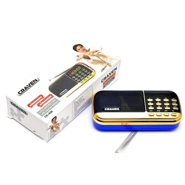 Loa nghe nhạc usb, thẻ nhớ, fm craven cr-836, cr-836s 2 pin 4.2v 2200mah cao cấp
