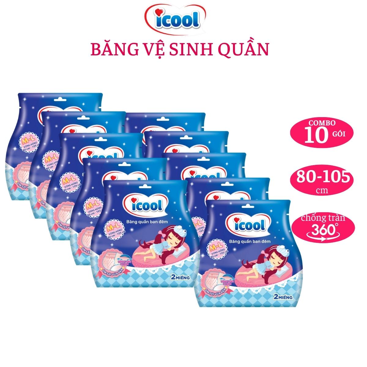 {Genuine Product} Icool Sanitary Napkins in Pant Form, 2 Pieces, Size M/L (Combo of 10 Packs)