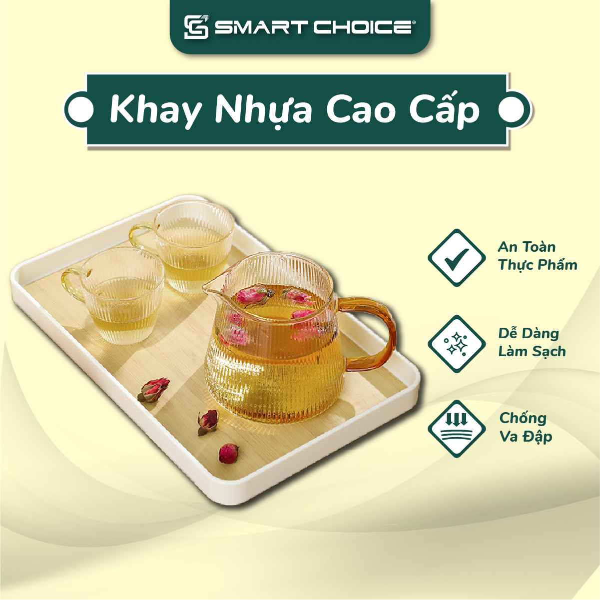 Khay Đựng Cốc SmartChoice Cỡ Lớn Nhựa PP Đựng Chén, Cốc