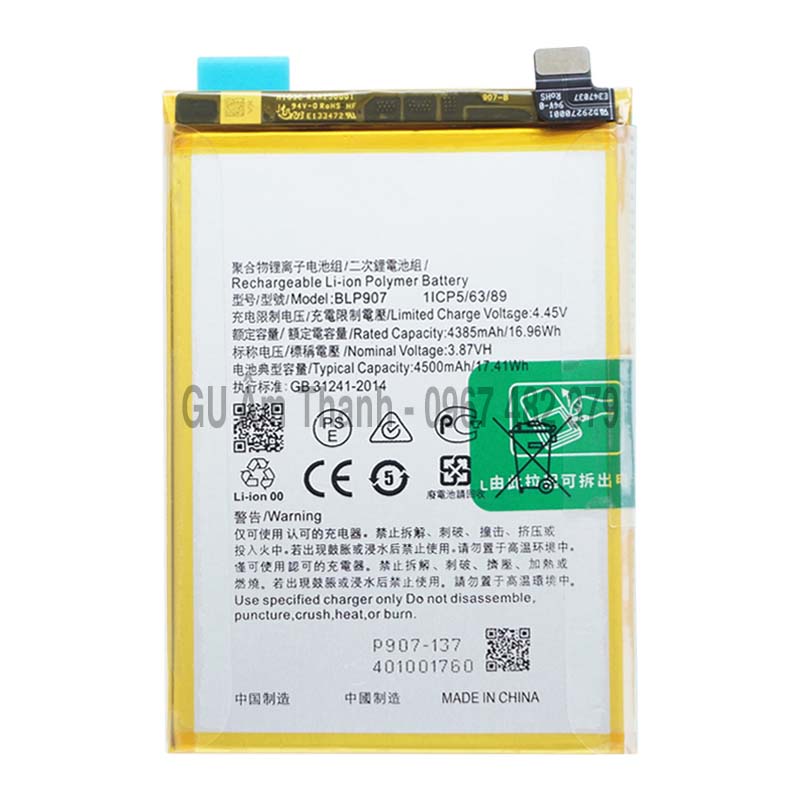 Pin dành cho oppo reno7 z 5g cph2343 dung lượng 4500mah