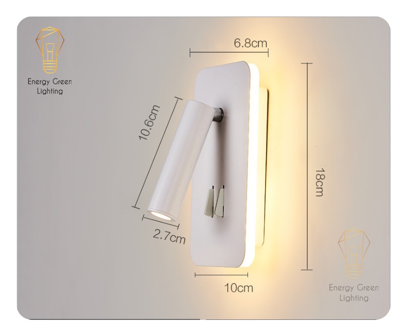Đèn led gắn tường chiếu điểm dt-801 - đèn soi tranh đèn đọc sách thay đổi được góc chiếu - ánh sáng vàng