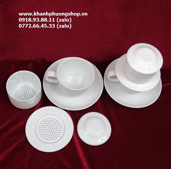 bộ phin pha cà phê sứ trắng Minh Long - phin pha cà phê sứ minh long