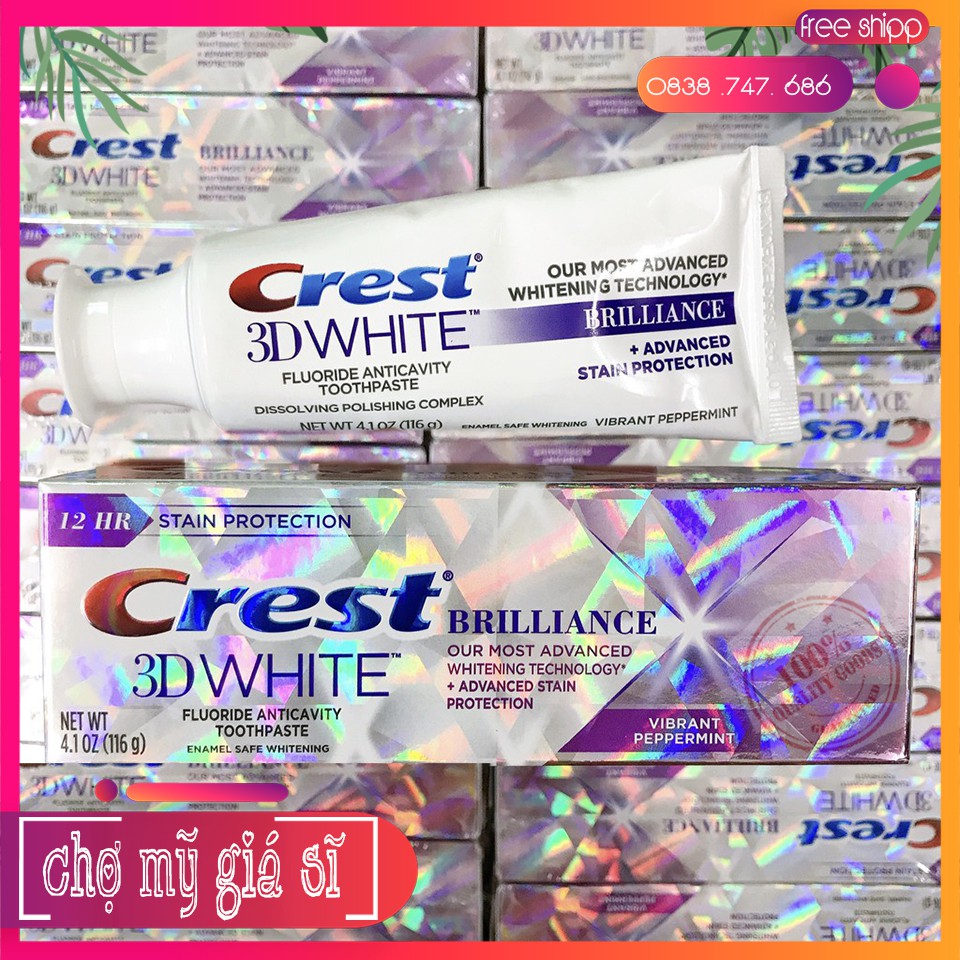 [Mẫu Mới] Kem đánh răng làm trắng Crest 3D White Brilliance 110gr