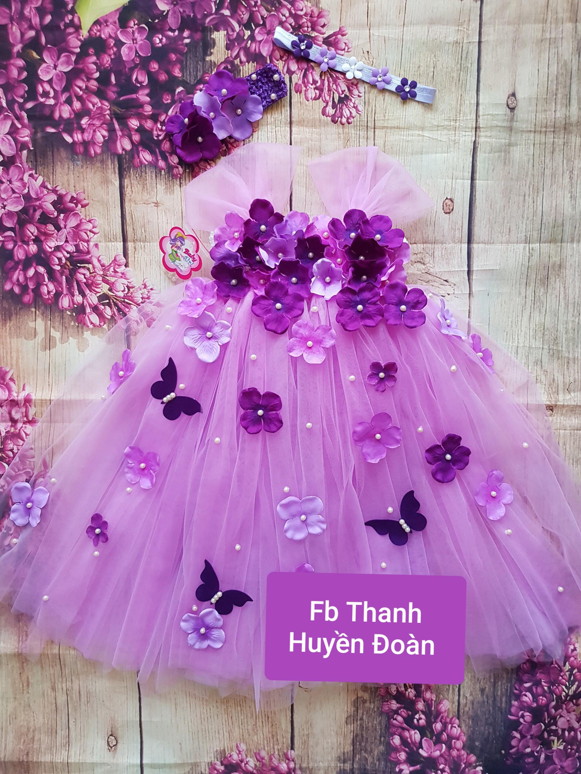 Váy Tutu công chúa Màu Tím nhạt cẩm tú cầu