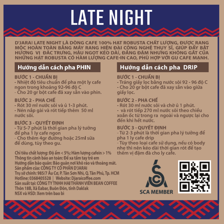 Cà phê bột Late Night 250g