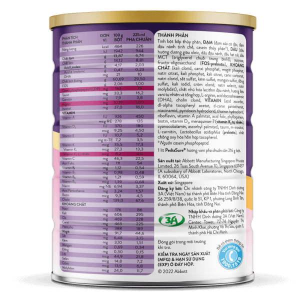 Sữa bột Abbott PediaSure BA hương vani 400g (1 - 10 tuổi)