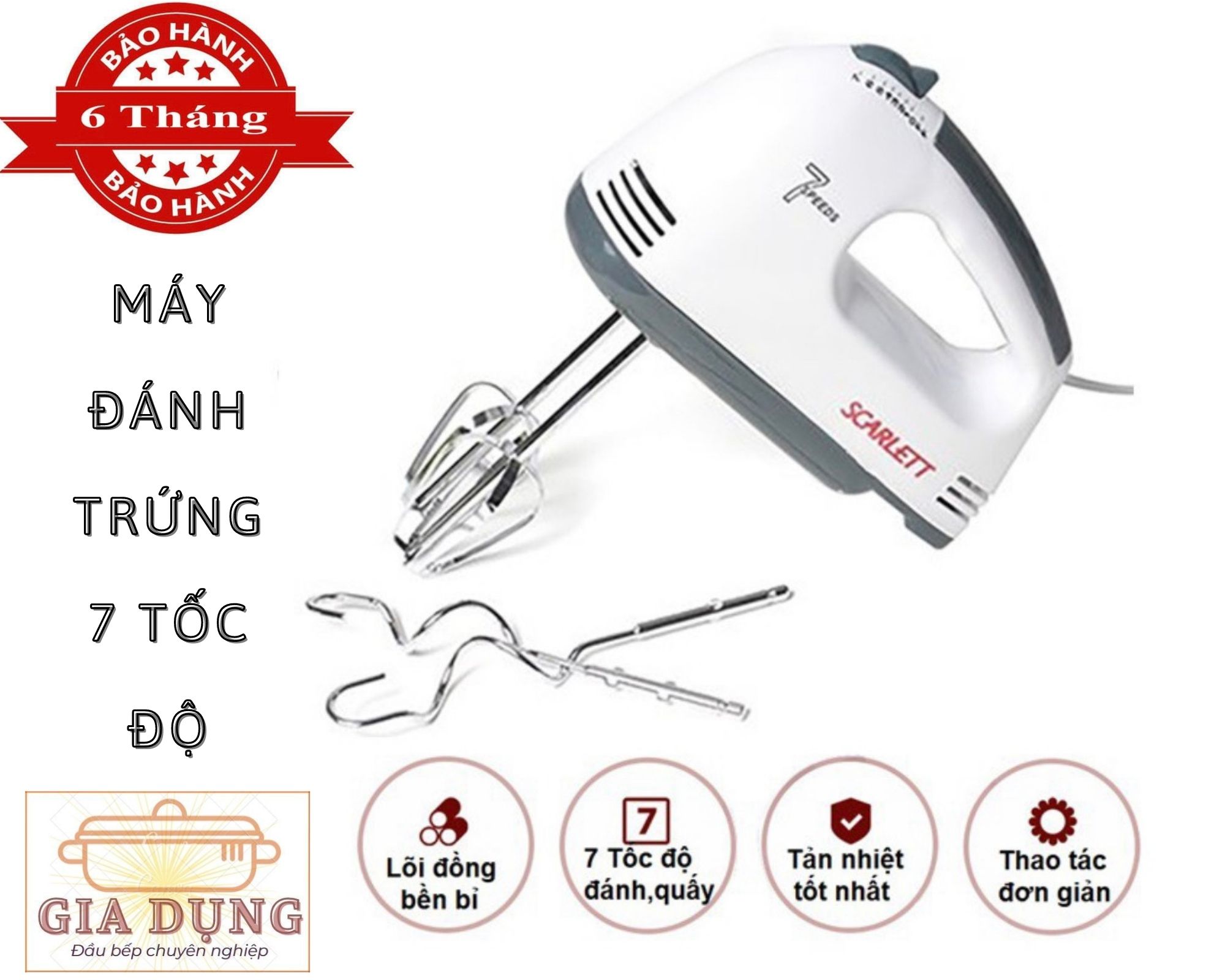 Máy đánh trứng 7 tốc độ công suất 260w-BẢO HÀNH 6 THÁNG