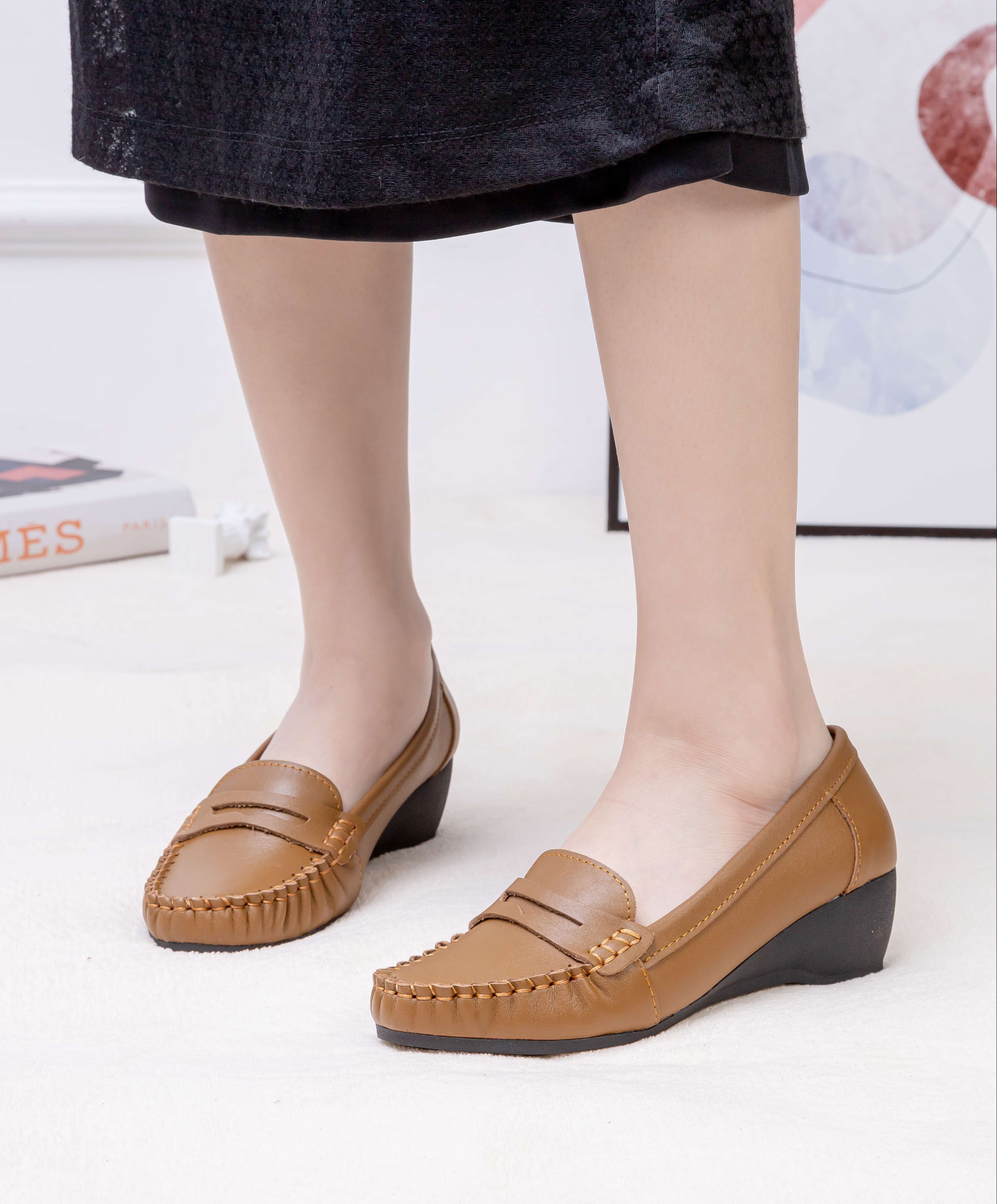 Giày Mọi Nữ Đế Xuồng 5cm Da Thật Pixie X997